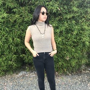 Cozy cropped wool turtleneck vest, XS